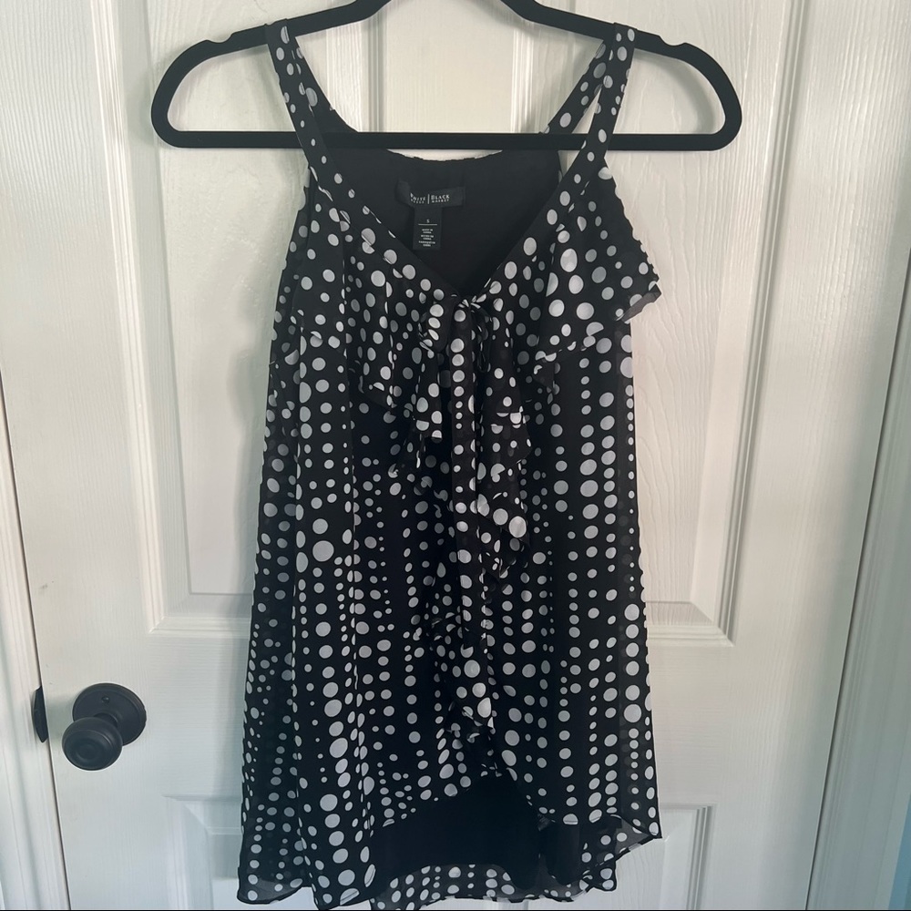 White House Black Market Polka Dot Ruffle Top